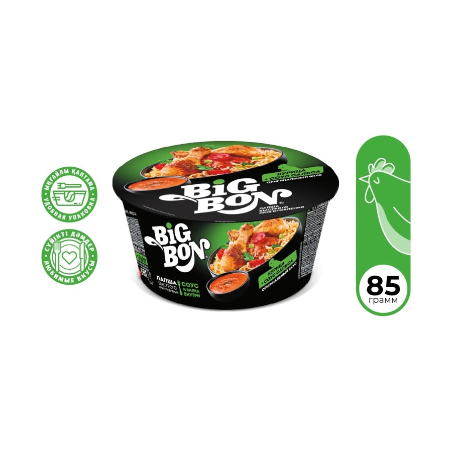 Big Bon лапша курица+соус сальса 85 г.